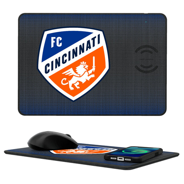 FC Cincinnati  Linen 15-Watt Wireless Charger and Mouse Pad