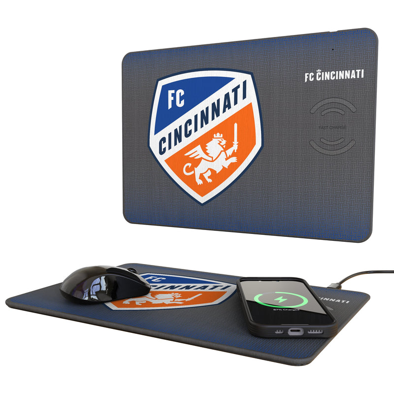FC Cincinnati Linen 15-Watt Wireless Charger and Mouse Pad