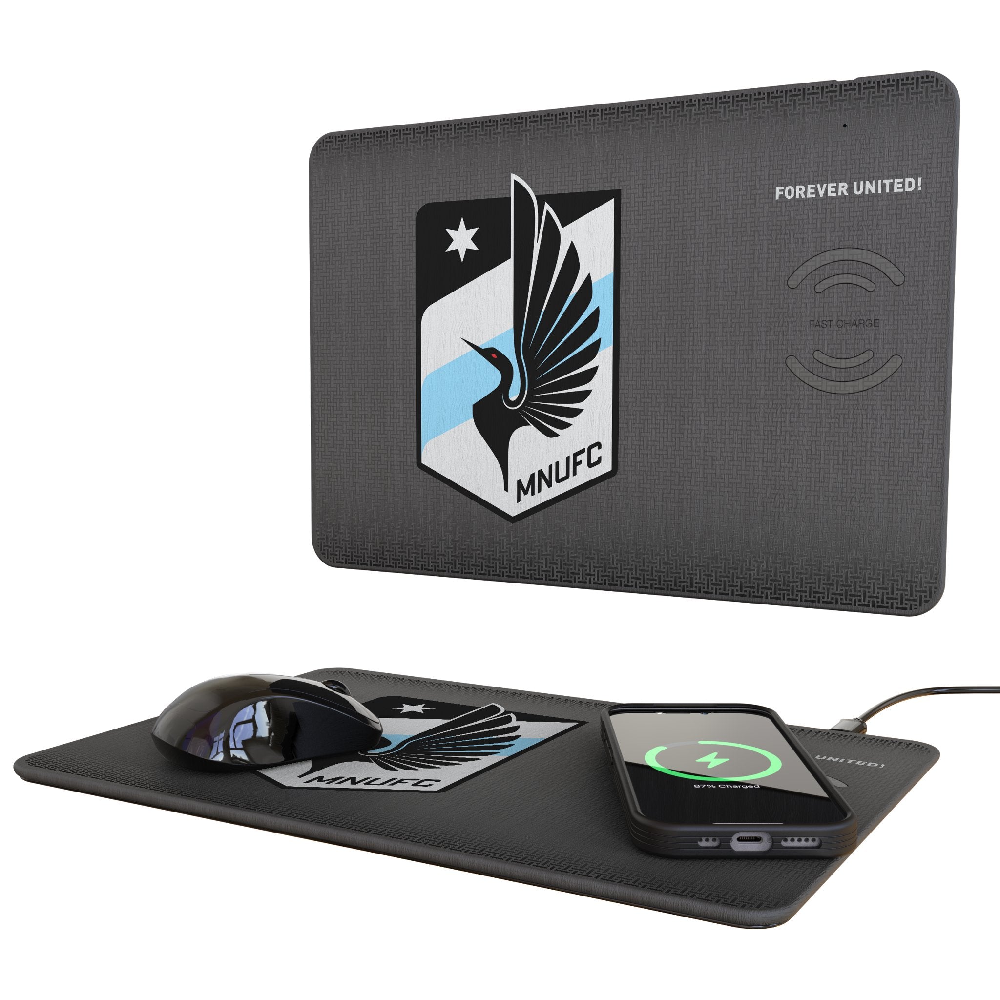 Minnesota United FC Linen 15-Watt Wireless Charger and Mouse Pad