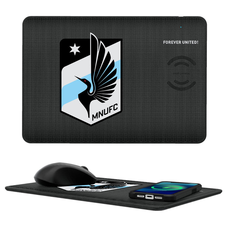 Minnesota United FC   Linen 15-Watt Wireless Charger and Mouse Pad