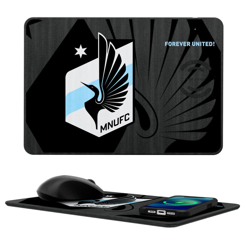 Minnesota United FC   Monocolor Tilt 15-Watt Wireless Charger and Mouse Pad