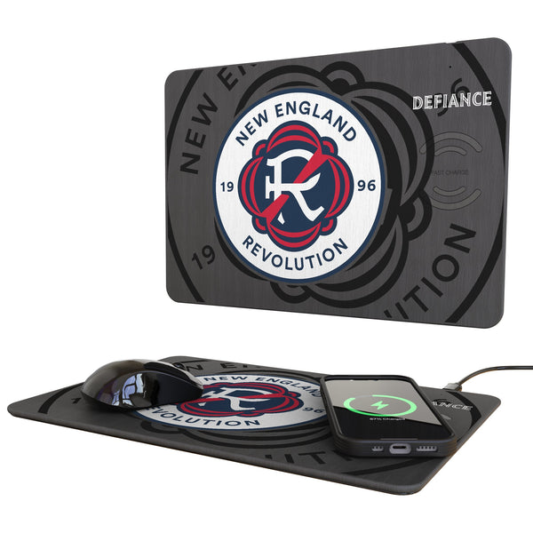 New England Revolution Monocolor Tilt 15-Watt Wireless Charger and Mouse Pad