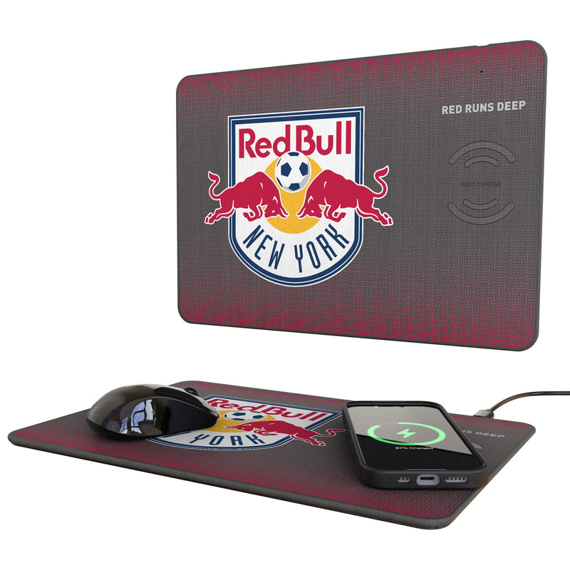 New York Red Bulls Linen 15-Watt Wireless Charger and Mouse Pad
