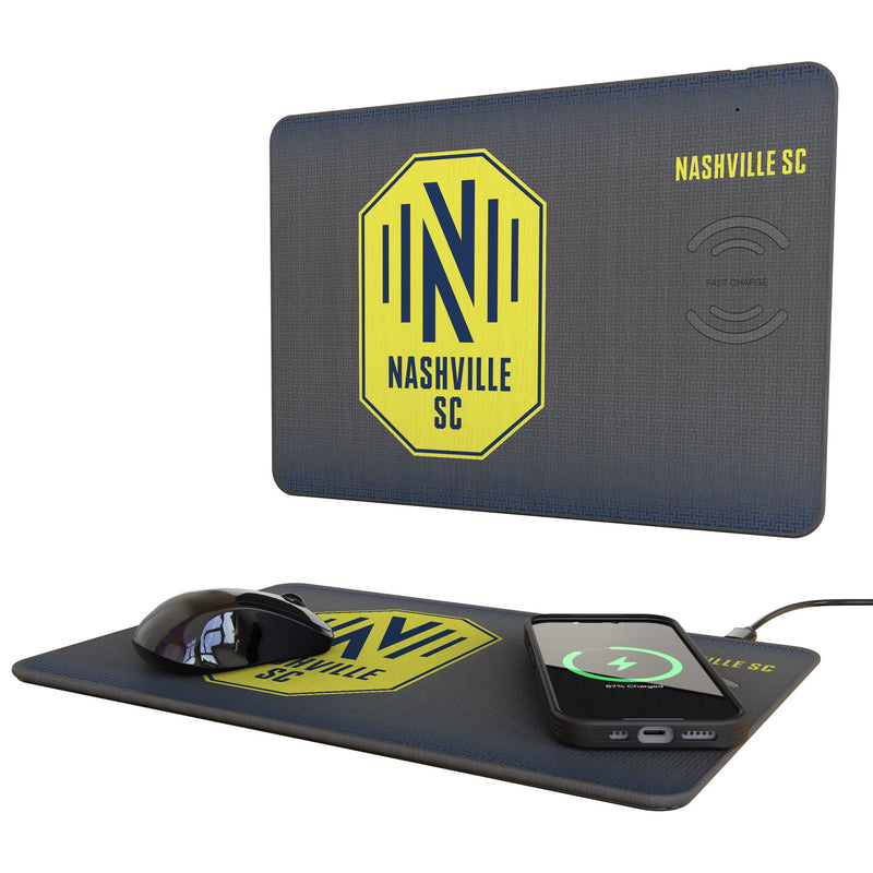 Nashville SC Linen 15-Watt Wireless Charger and Mouse Pad
