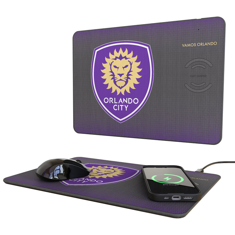 Orlando City Soccer Club Linen 15-Watt Wireless Charger and Mouse Pad