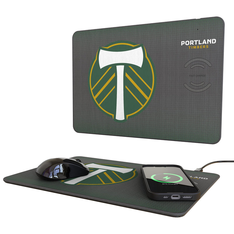 Portland Timbers Linen 15-Watt Wireless Charger and Mouse Pad