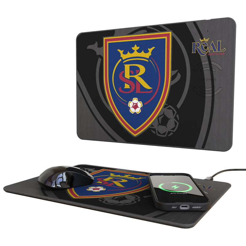 Real Salt Lake Monocolor Tilt 15-Watt Wireless Charger and Mouse Pad