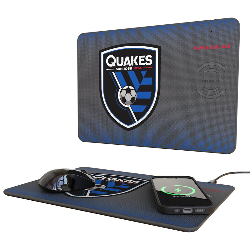 San Jose Earthquakes Linen 15-Watt Wireless Charger and Mouse Pad