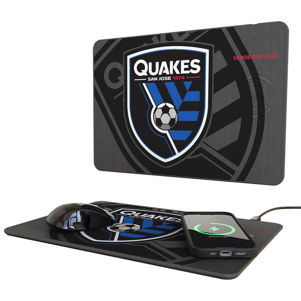 San Jose Earthquakes Monocolor Tilt 15-Watt Wireless Charger and Mouse Pad