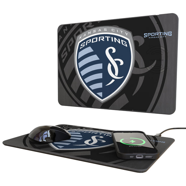 Sporting Kansas City Monocolor Tilt 15-Watt Wireless Charger and Mouse Pad