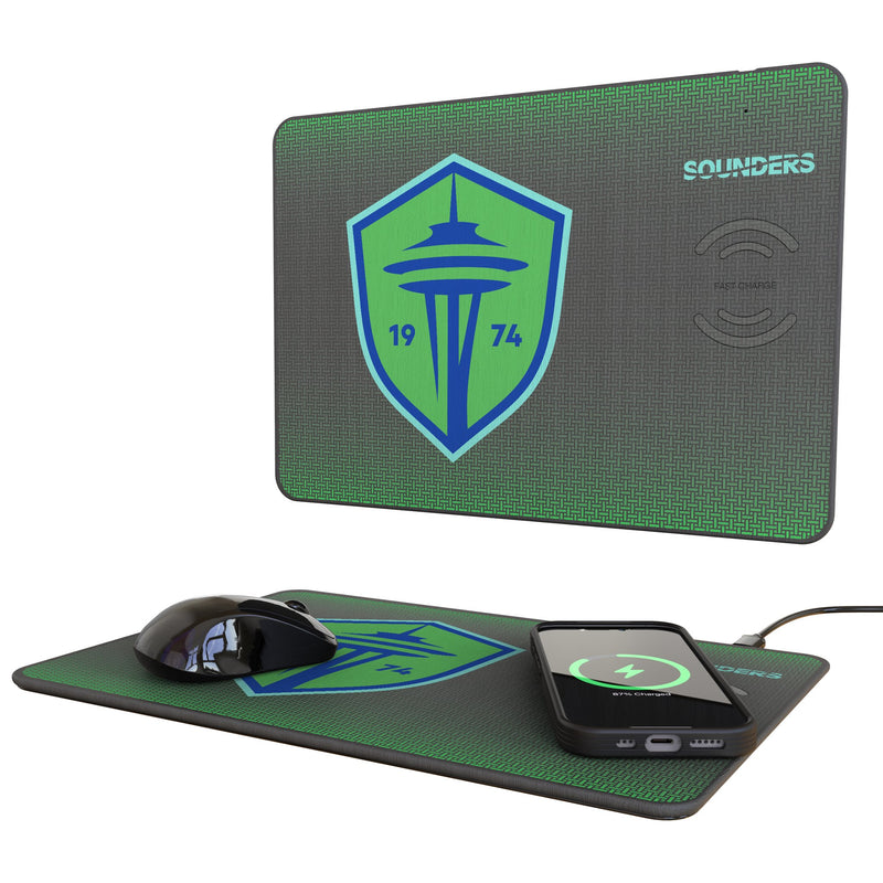 Seattle Sounders FC Linen 15-Watt Wireless Charger and Mouse Pad