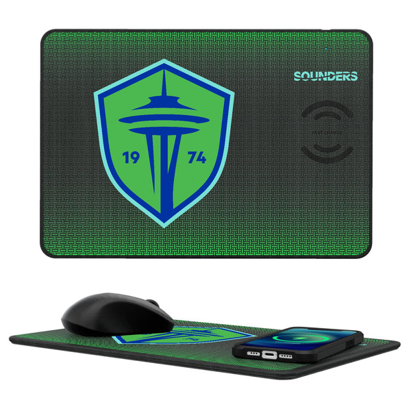 Seattle Sounders FC   Linen 15-Watt Wireless Charger and Mouse Pad