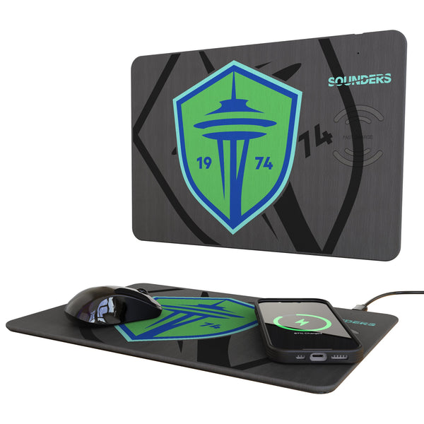 Seattle Sounders FC Monocolor Tilt 15-Watt Wireless Charger and Mouse Pad