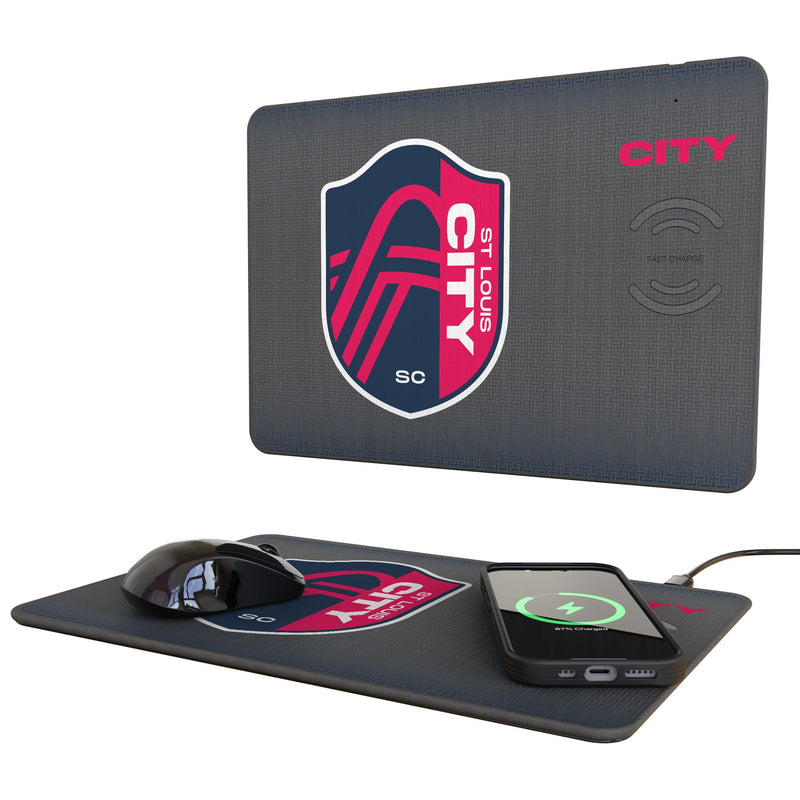 St. Louis CITY SC Linen 15-Watt Wireless Charger and Mouse Pad