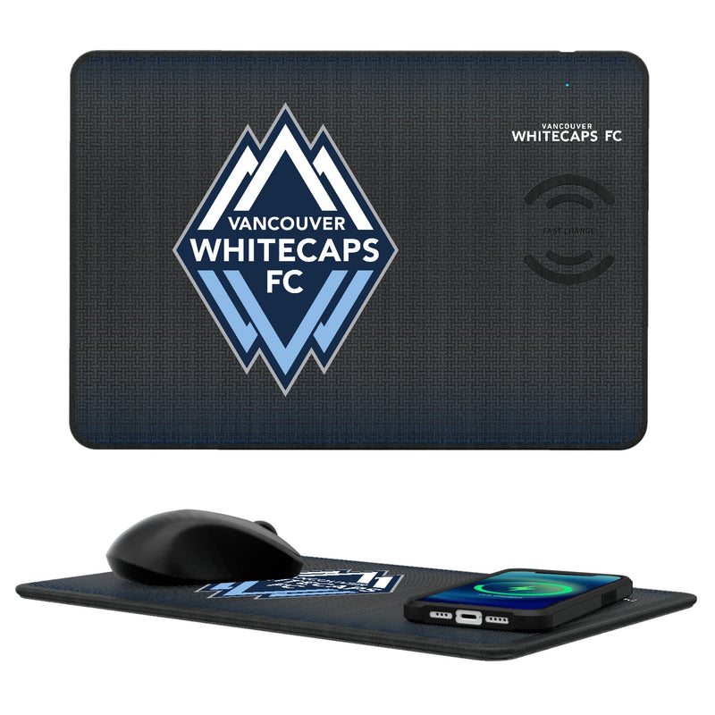 Vancouver Whitecaps   Linen 15-Watt Wireless Charger and Mouse Pad