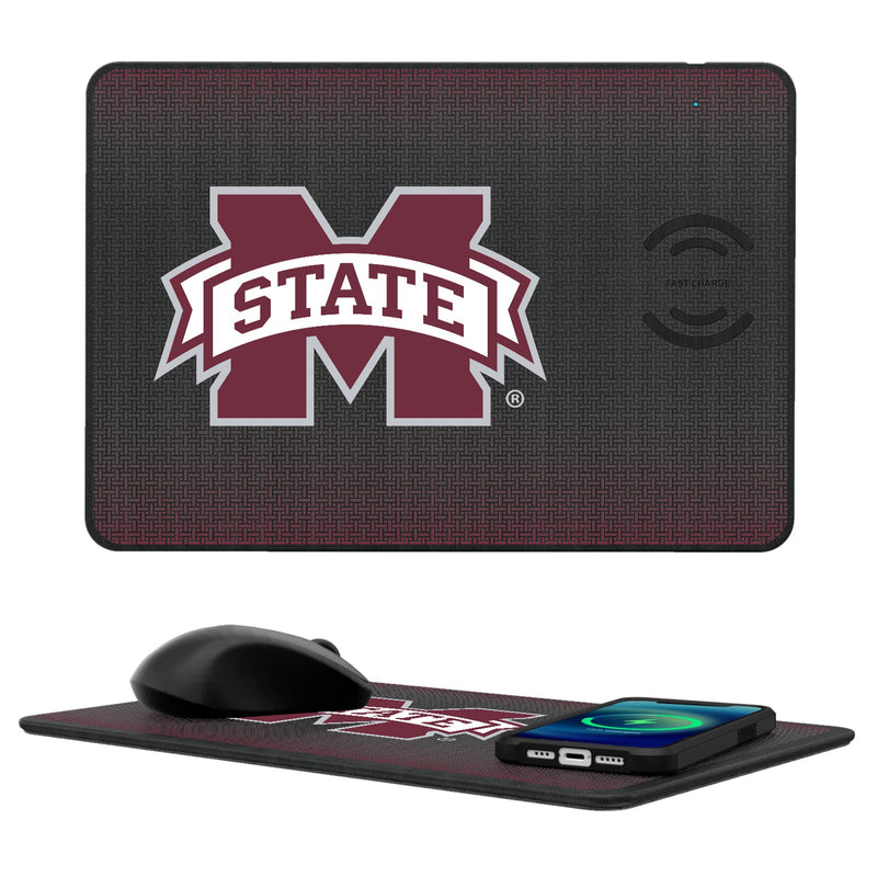 Mississippi State Bulldogs Linen 15-Watt Wireless Charger and Mouse Pad