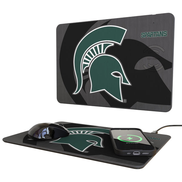 Michigan State University Spartans Monocolor Tilt 15-Watt Wireless Charger and Mouse Pad