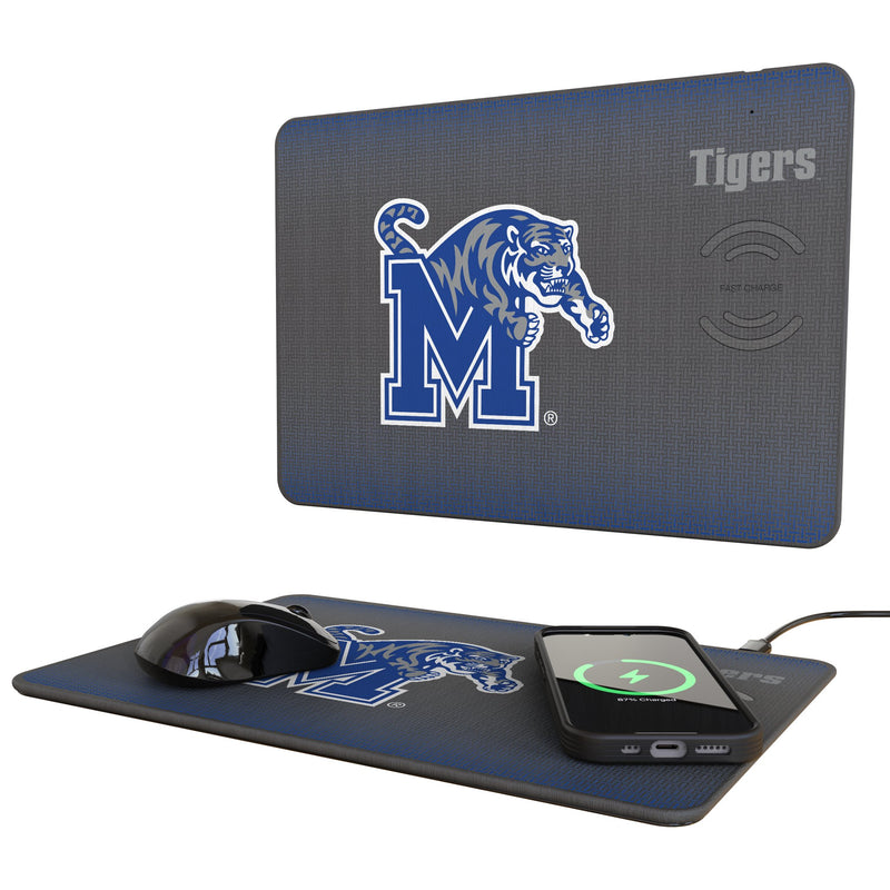 University of Memphis Tigers Linen 15-Watt Wireless Charger and Mouse Pad