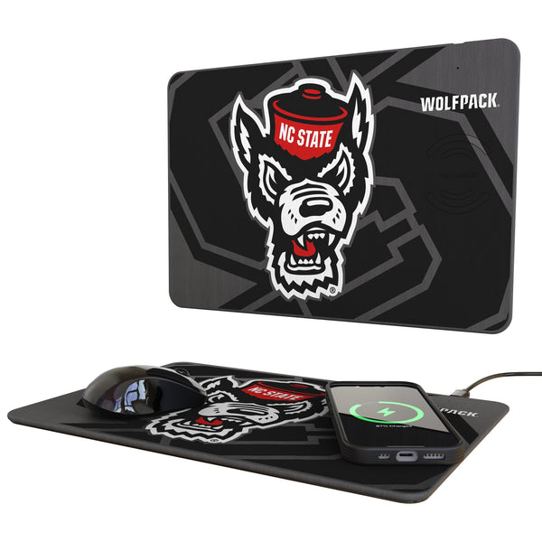 North Carolina State University Wolfpack Monocolor Tilt 15-Watt Wireless Charger and Mouse Pad