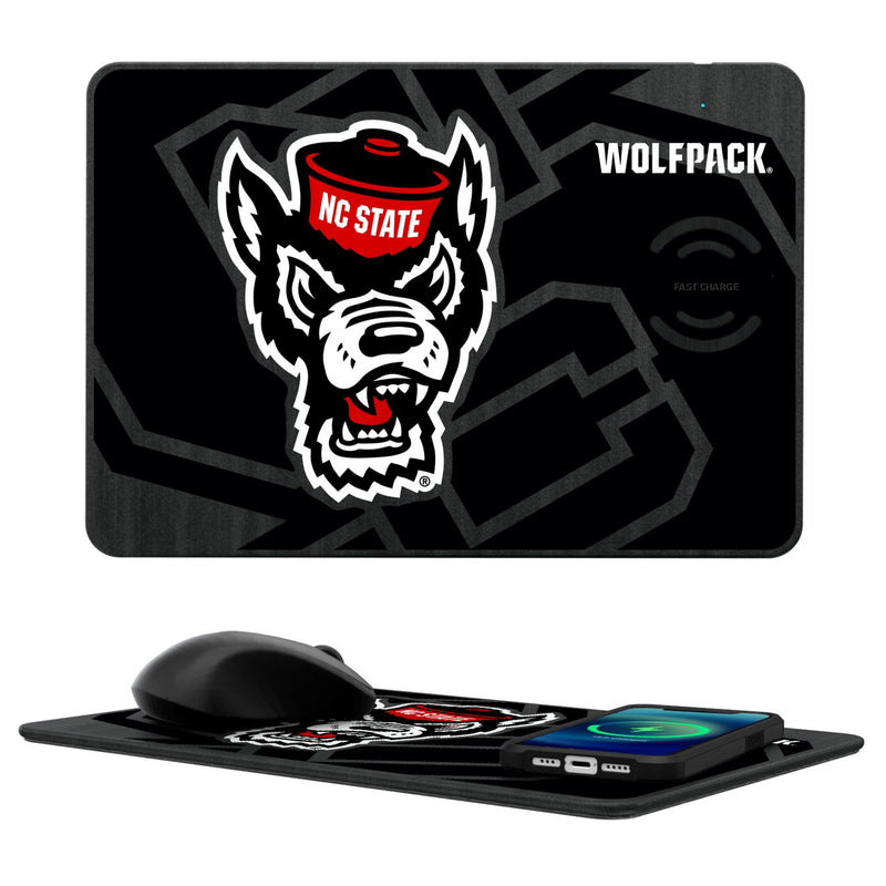 North Carolina State University Wolfpack Monocolor Tilt 15-Watt Wireless Charger and Mouse Pad