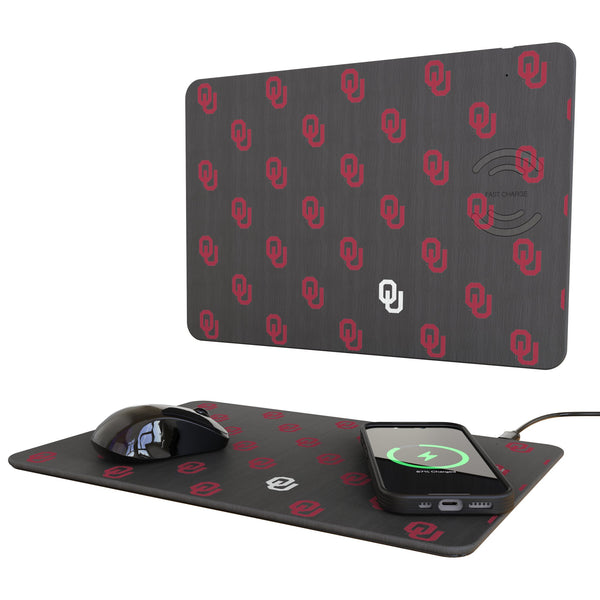 University of Oklahoma Sooners Fashion Pattern 15-Watt Wireless Charger and Mouse Pad