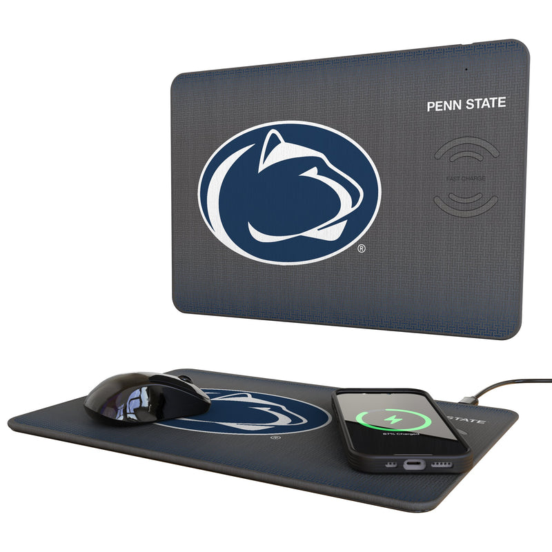 Pennsylvania State University Nittany Lions Linen 15-Watt Wireless Charger and Mouse Pad
