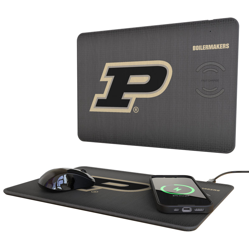 Purdue University Boilermakers Linen 15-Watt Wireless Charger and Mouse Pad
