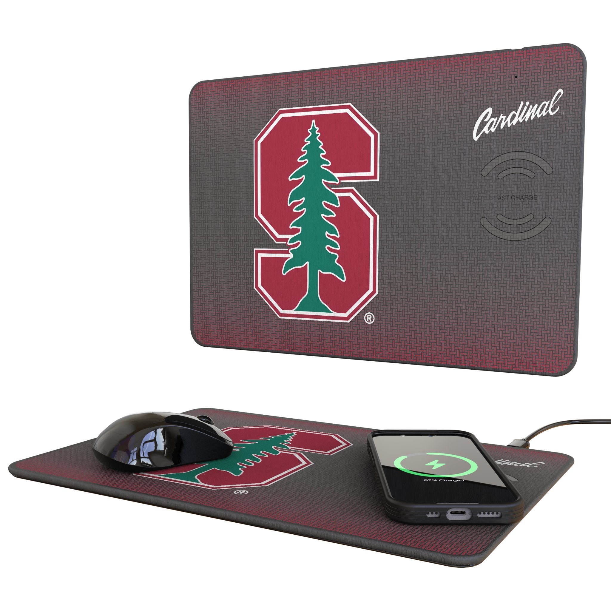 Stanford University Cardinal Linen 15-Watt Wireless Charger and Mouse Pad