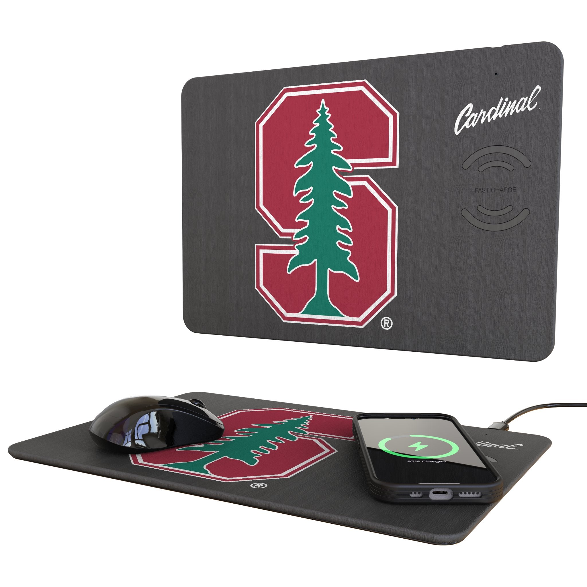 Stanford University Cardinal Monocolor Tilt 15-Watt Wireless Charger and Mouse Pad