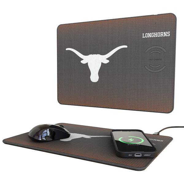 University of Texas Longhorns Linen 15-Watt Wireless Charger and Mouse Pad