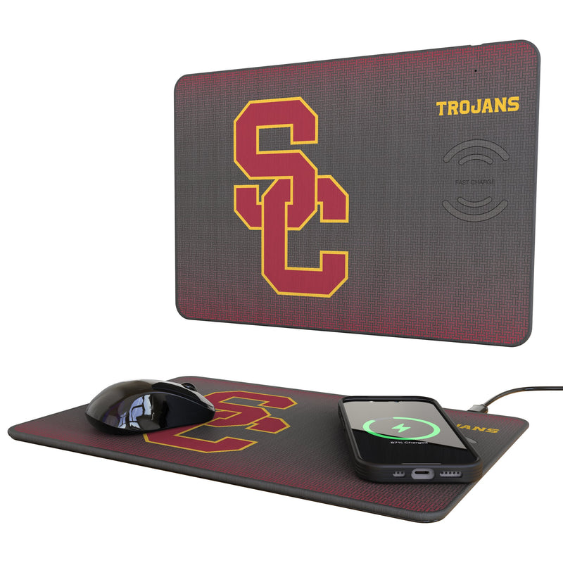 University of Southern California Trojans Linen 15-Watt Wireless Charger and Mouse Pad
