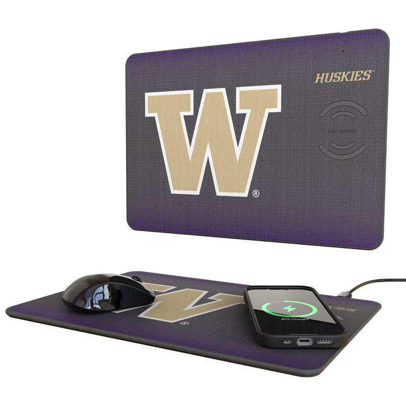 University of Washington Huskies Linen 15-Watt Wireless Charger and Mouse Pad