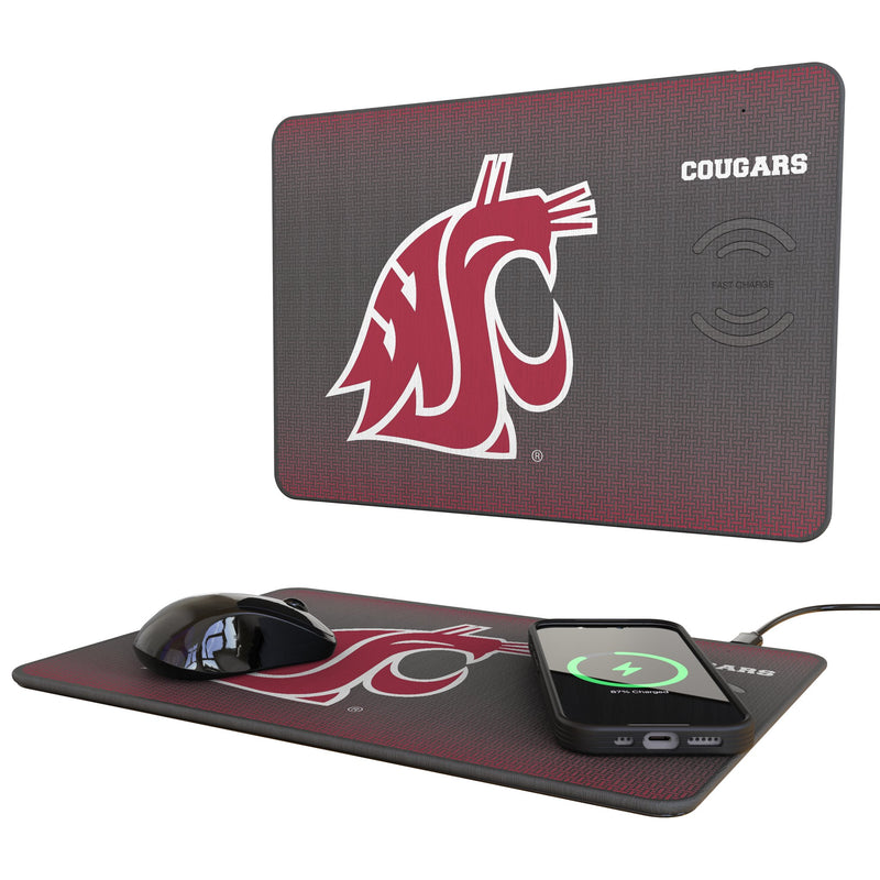 Washington State University Cougars Linen 15-Watt Wireless Charger and Mouse Pad