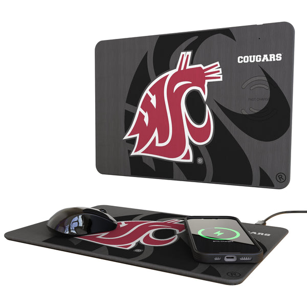 Washington State University Cougars Monocolor Tilt 15-Watt Wireless Charger and Mouse Pad