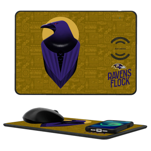 Baltimore Ravens 2024 Illustrated Limited Edition 15-Watt Wireless Charger and Mouse Pad