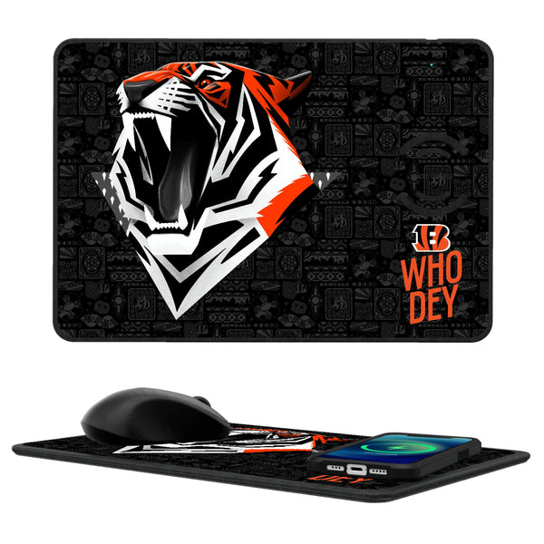 Cincinnati Bengals 2024 Illustrated Limited Edition 15-Watt Wireless Charger and Mouse Pad