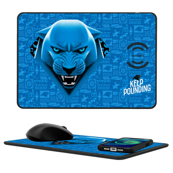 Carolina Panthers 2024 Illustrated Limited Edition 15-Watt Wireless Charger and Mouse Pad