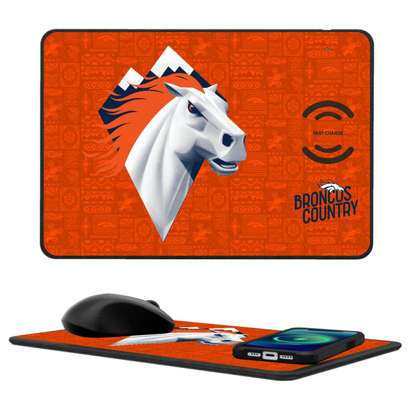 Denver Broncos 2024 Illustrated Limited Edition 15-Watt Wireless Charger and Mouse Pad