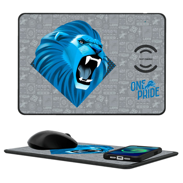 Detroit Lions 2024 Illustrated Limited Edition 15-Watt Wireless Charger and Mouse Pad