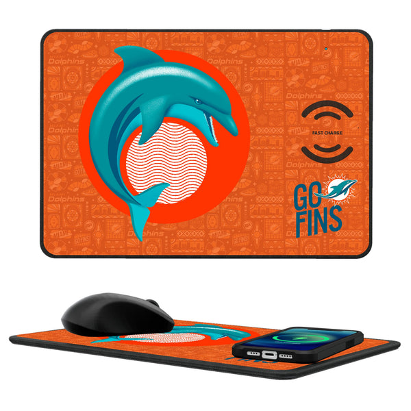 Miami Dolphins 2024 Illustrated Limited Edition 15-Watt Wireless Charger and Mouse Pad