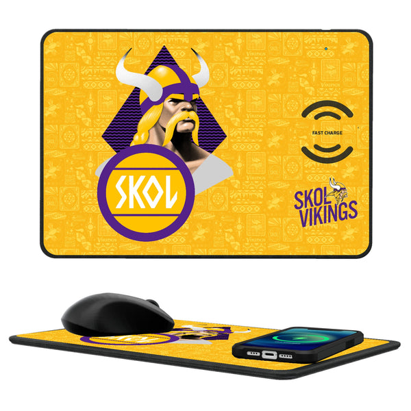 Minnesota Vikings 2024 Illustrated Limited Edition 15-Watt Wireless Charger and Mouse Pad