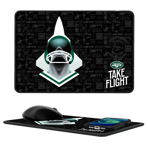 New York Jets 2024 Illustrated Limited Edition 15-Watt Wireless Charger and Mouse Pad