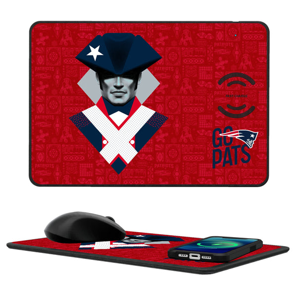 New England Patriots 2024 Illustrated Limited Edition 15-Watt Wireless Charger and Mouse Pad