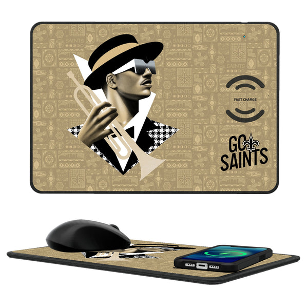 New Orleans Saints 2024 Illustrated Limited Edition 15-Watt Wireless Charger and Mouse Pad