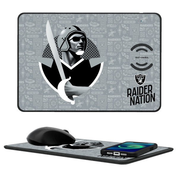 Las Vegas Raiders 2024 Illustrated Limited Edition 15-Watt Wireless Charger and Mouse Pad