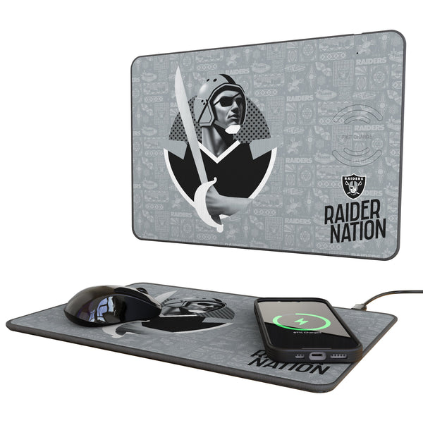 Las Vegas Raiders 2024 Edition 15-Watt Wireless Charger and Mouse Pad