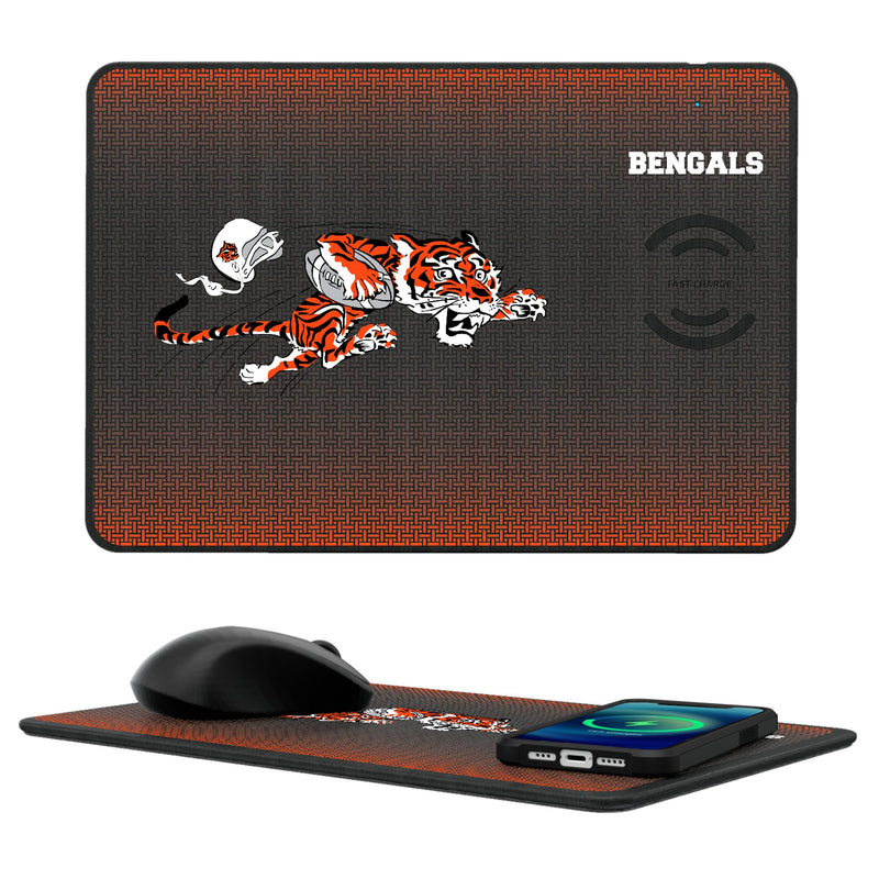 Cincinnati Bengals Historic Collection Linen 15-Watt Wireless Charger and Mouse Pad