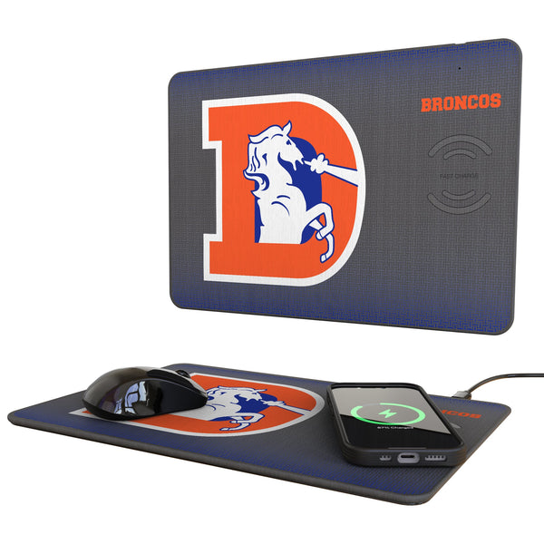 Denver Broncos 1993-1996 Historic Collection Linen 15-Watt Wireless Charger and Mouse Pad