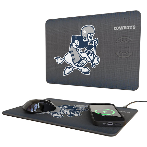 Dallas Cowboys 1966-1969 Historic Collection Linen 15-Watt Wireless Charger and Mouse Pad