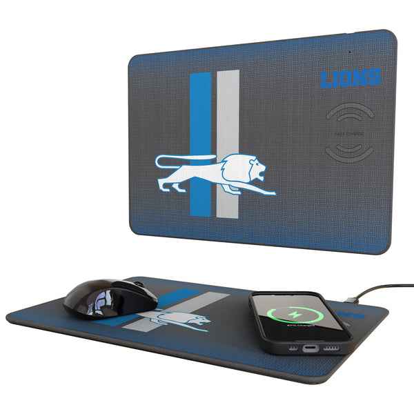 Detroit Lions Retro Linen 15-Watt Wireless Charger and Mouse Pad